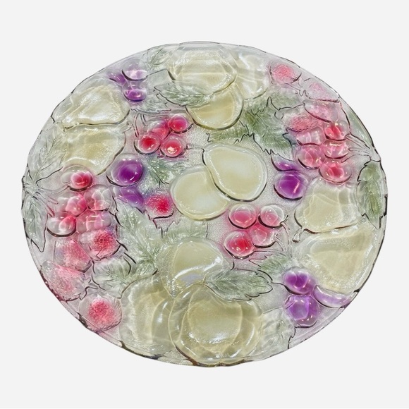 Vintage Indiana Glass Fruit Design 13" Round Platter - Picture 1 of 6